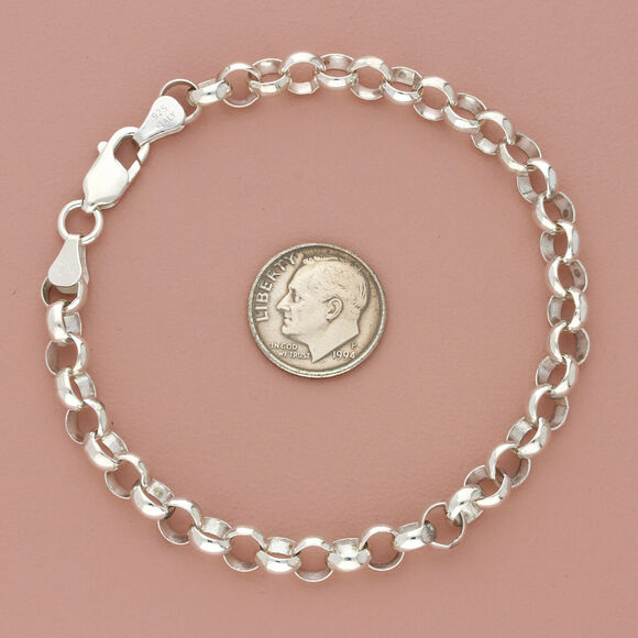 sterling silver italy 6mm rolo chain bracelet size 8in - Picture 2 of 4